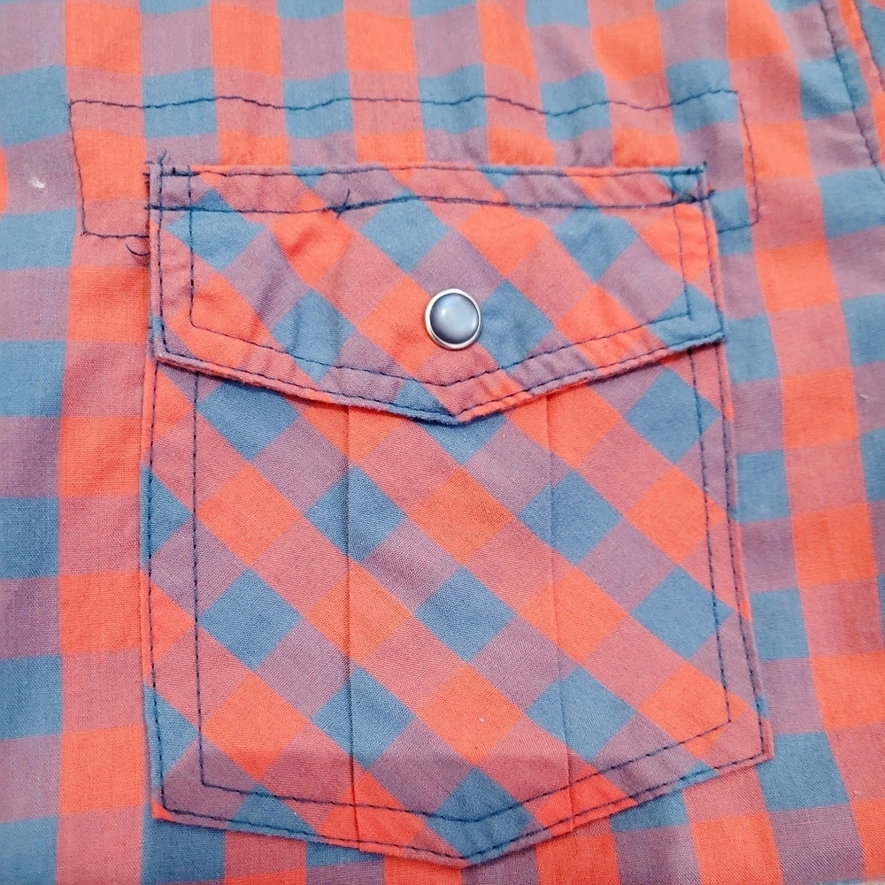 Straight Faded Men's Short Sleeve Plaid cotton Shirt - Size Large - Picture 4 of 8
